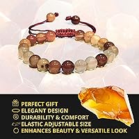 Vista 143 de Adjustable Crystal Bracelet – Gemstone Bead Bracelet with Adjustable Macrame String – Chic Gemstone Bracelet for Men and Women – 8mm Round Healing