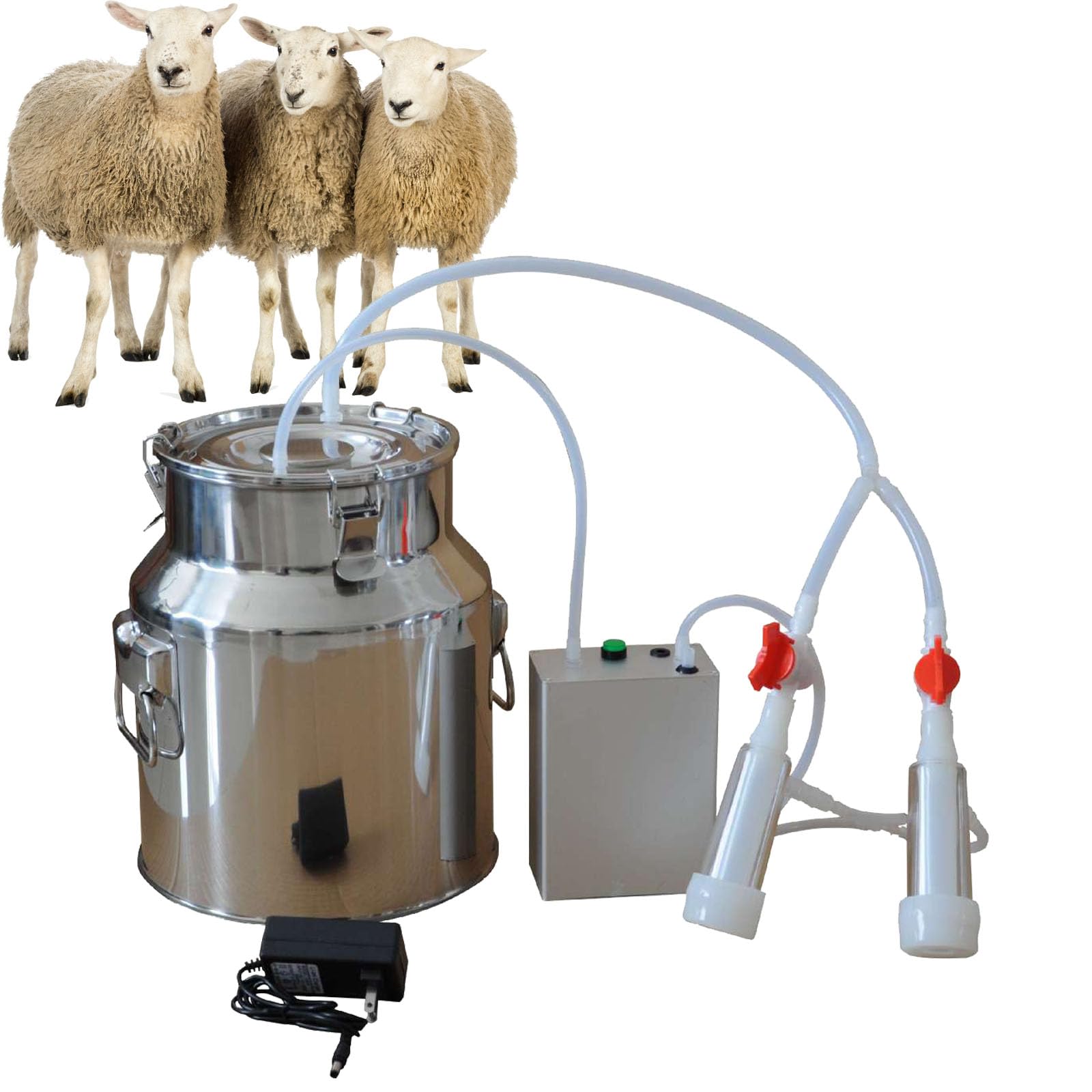 Mucca Pecora Mungitrice, Mungitrice Elettrica Portatile Mungitrice a Impulsi Mungitrice Kit per Capra Domestica Fattoria Domesti con Mungitrice in acciaio Inossidabile(14L, per Capra)