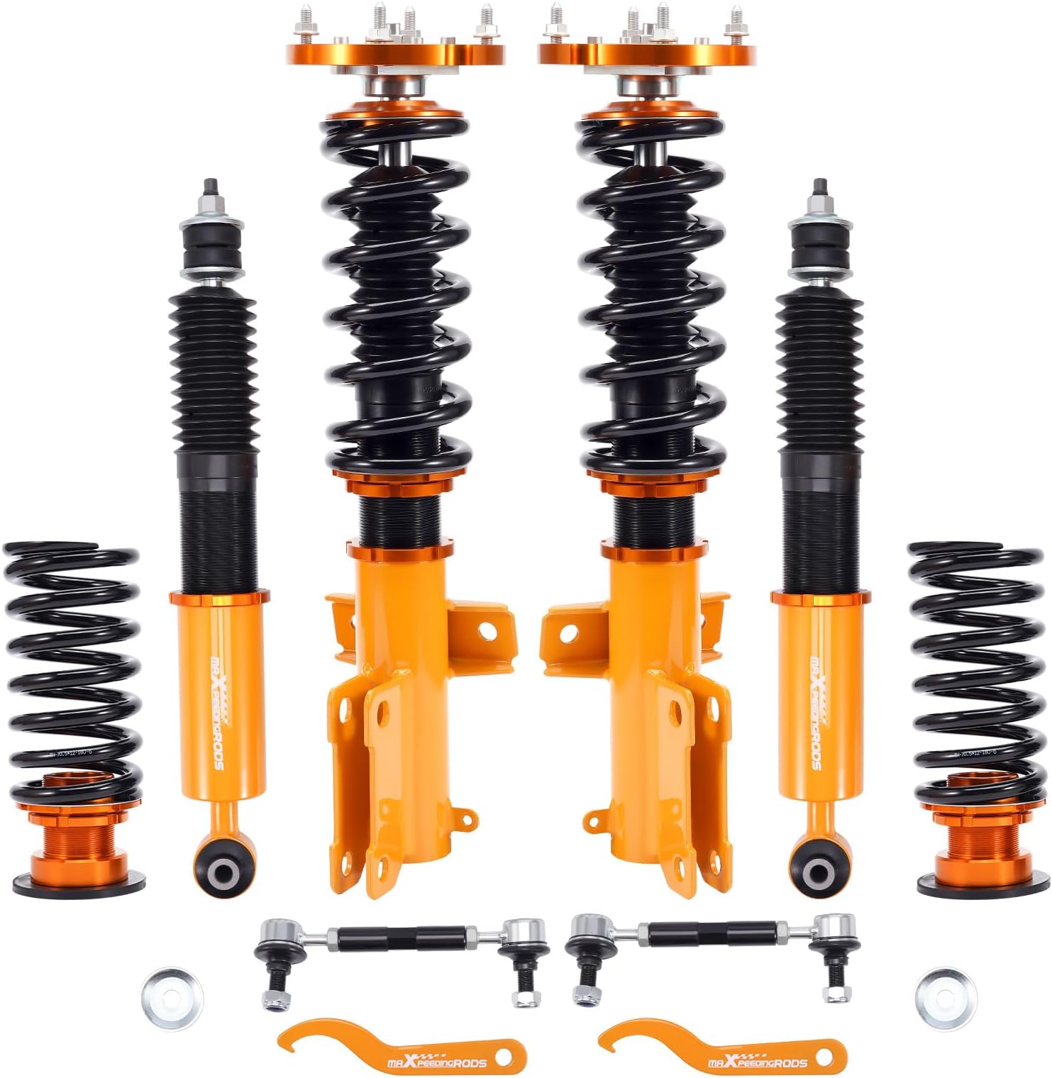 maXpeedingrods Coilovers for Ford Mustang 2005-2014, Height Adjustable Coilovers Suspension Kit, Preset Damping Shock Absorber Lowering Kit Gold