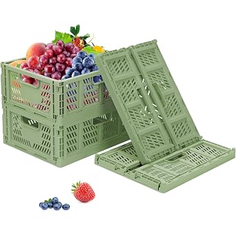 Tuevob Shelf Baskets Set of 4 Plastic Storage Boxes Foldable Storage Boxes Kitchen Drawer Inserts Stackable Shelf Baskets Sto