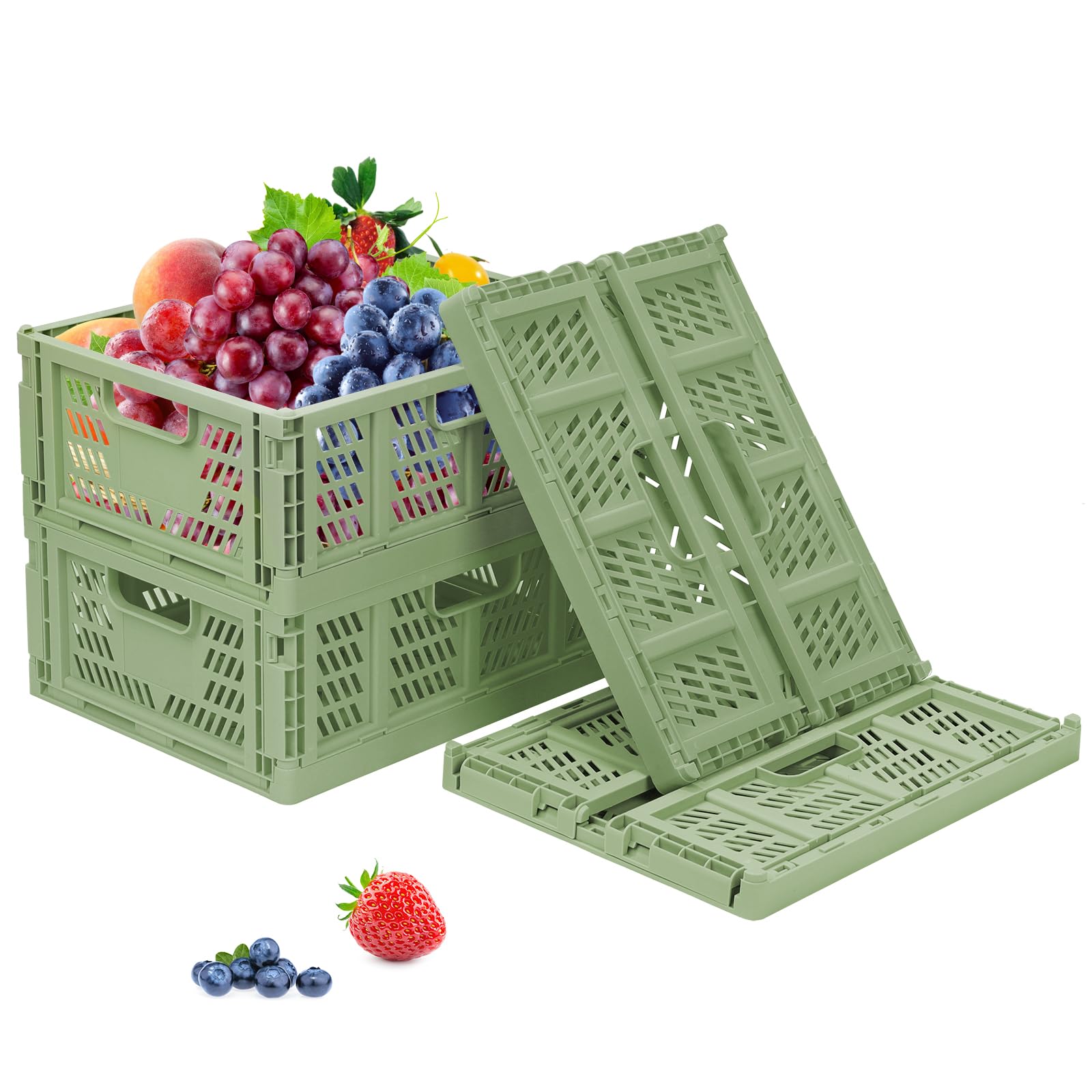 Cestini portaoggetti in plastica, confezione da 4, pieghevoli, cassetto, organizer impilabile, da scrivania, contenitore pieghevole, contenitore per alimenti, frutta, libri, giocattoli, casa,