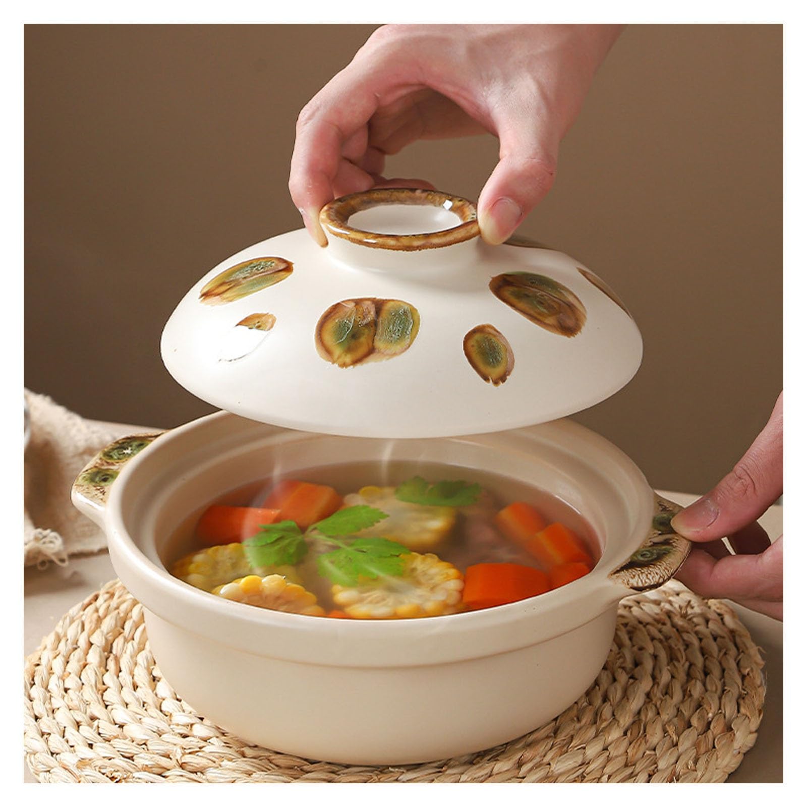 Cacerola de cerámica, resistente al calor, olla de arcilla japonesa, olla caliente aislada para el hogar y la cocina, ideal para cocinar lentamente y servir