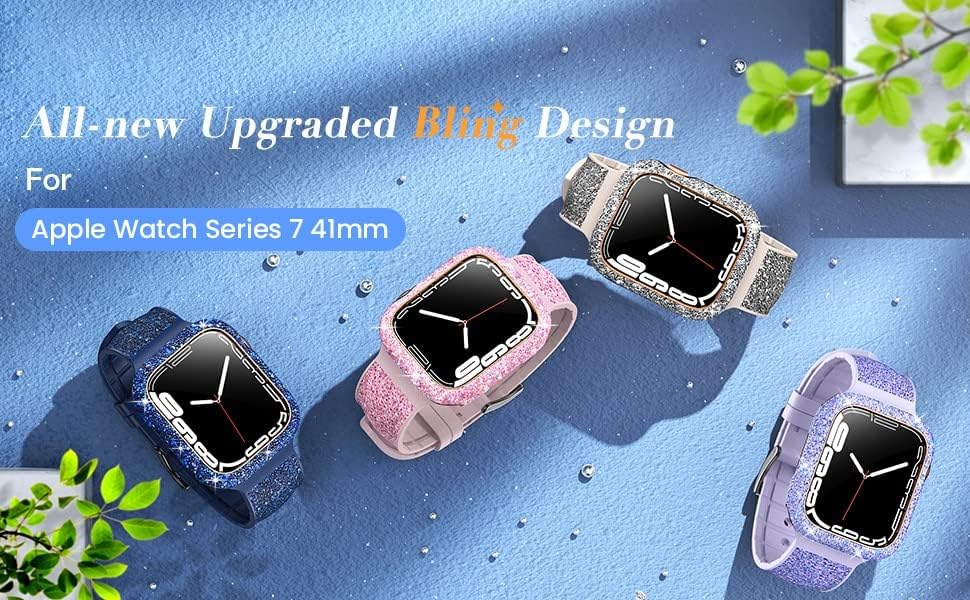 Miniatura 5 de Funda protectora brillante compatible con Apple Watch de 1.571.731.77 pulgadas, protector de pantalla con diamantes para iWatch SESeries 987654 para