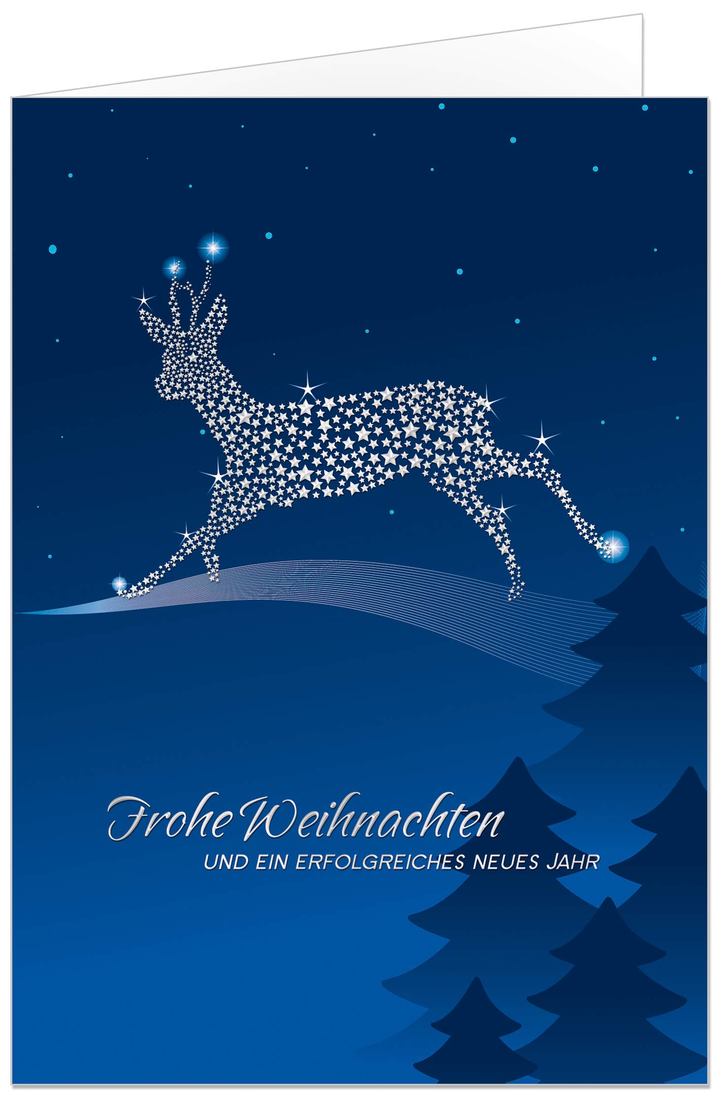 50 Weihnachtskarten (Klappkarten) mit Silberprägung mit Umschlag, perfekt für stilvolle Grüße an Geschäftspartner und Freunde