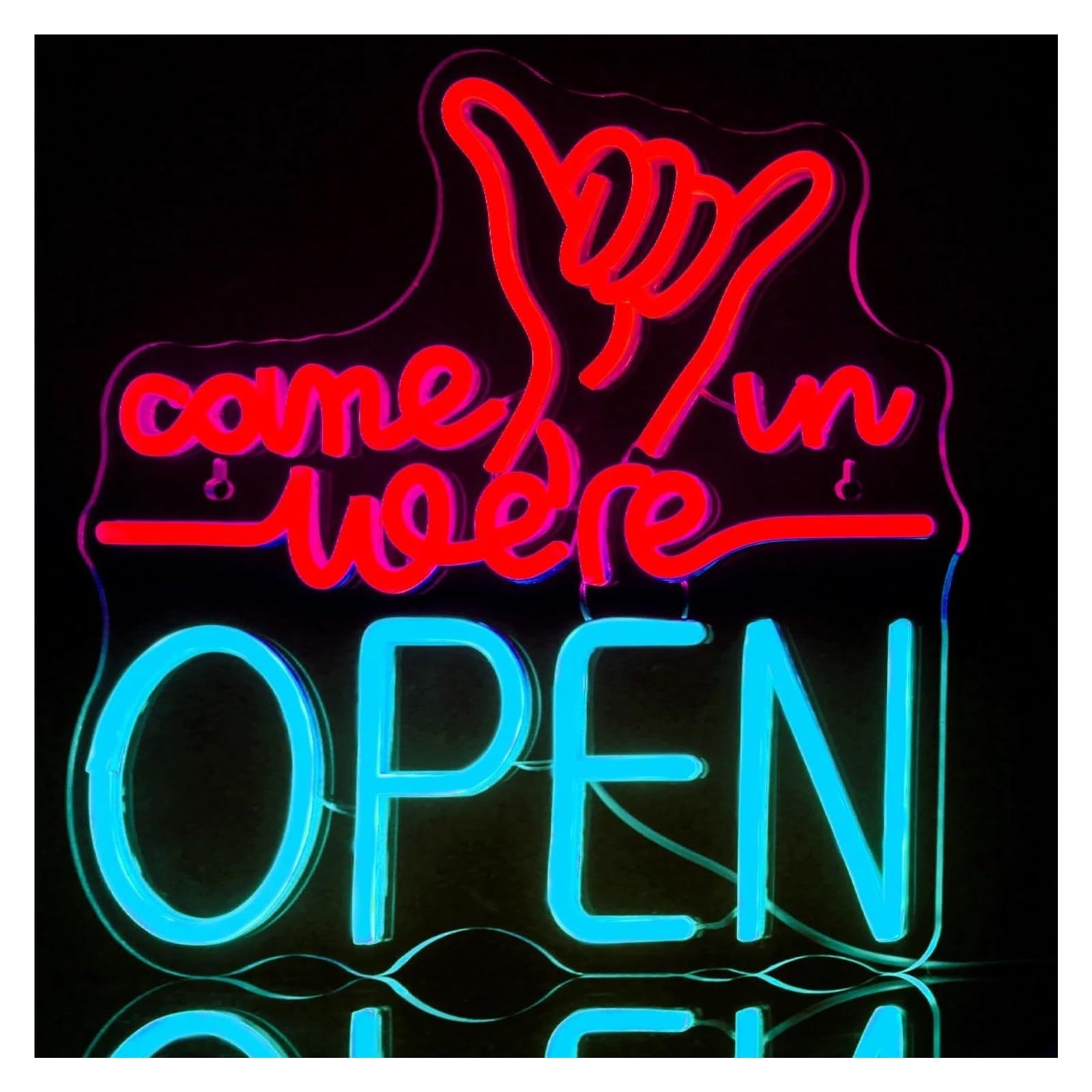 Signs Lamp Come in We're Open Neon Signs USB Powered, Lettera Neon Lights Suitable for Shop Wall Decor Dimmable Night Lights 32cmx34cm