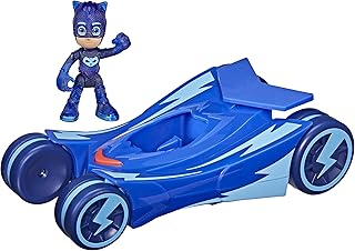 PJ Masks Glow & Go Cat-Car Preschool Toy Vehicle, Catboy Car Light Up Racer with Catboy Action Figure for Kids Ages 3 and Up