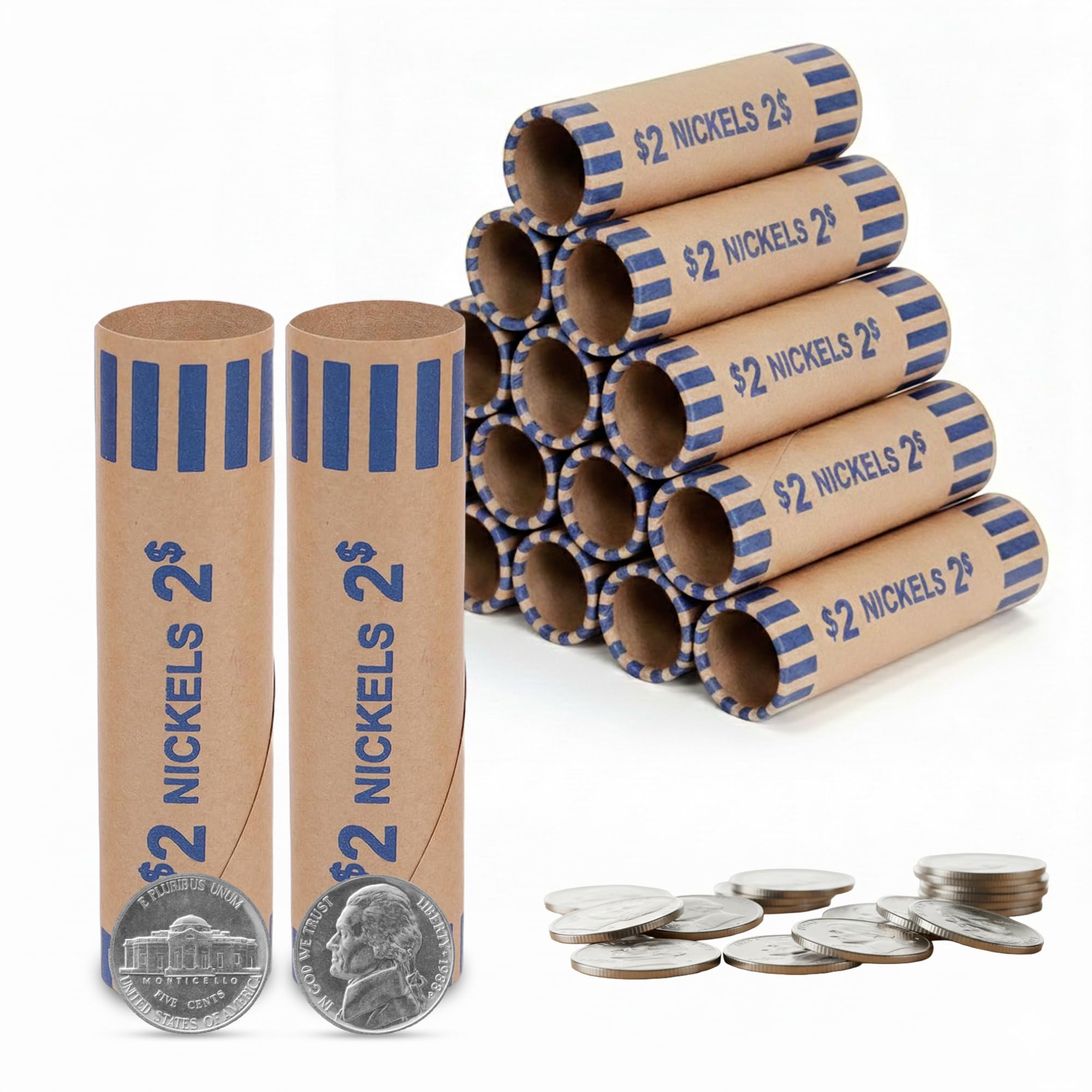 PM Company 83 Pcs Preformed Nickels Coin Wrappers Rolls ABA Color-Coded