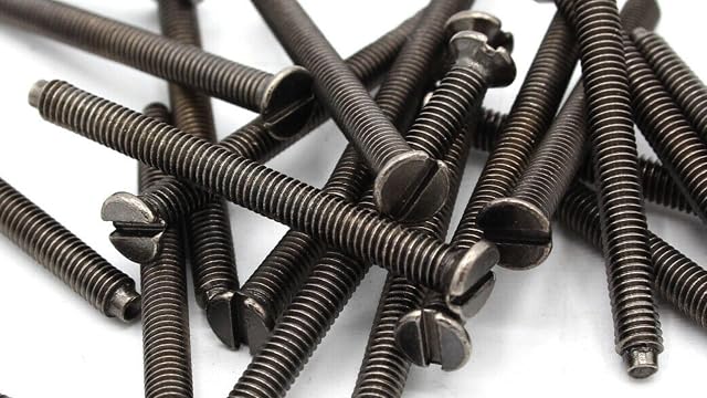 Pack of 10 Electrical Screws 40mm Black Nickel M3.5 Long Socket Screw Switch Plugs Fixings Flat Slotted Head Fully Threaded Bolt