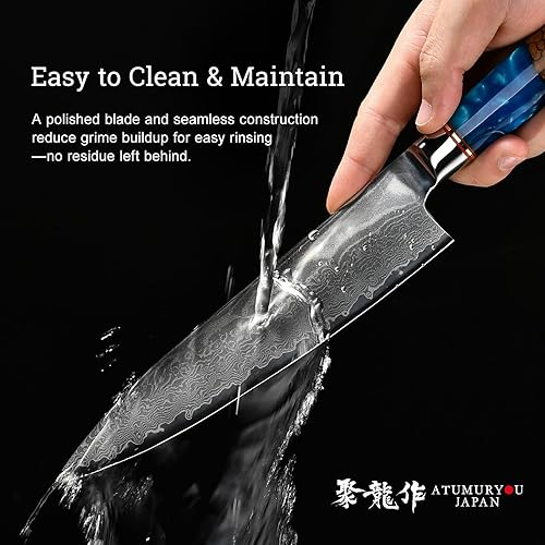 Miniatura 8 de Cuchillo de Chef Japonés, Cuchillo de Cocina Damasco de 8 Pulgadas con Acero VG10, Cuchillo Afilado Hecho a Mano con Mango Ergonómico, Cuchillos de