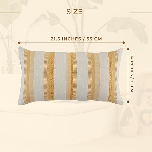 Miniatura 10 de SOULMARK Funda de almohada 100% de algodón turco, suave al tacto, a rayas, bohemio, rectangular, para sofá, sala de estar, cama, sofá, funda de
