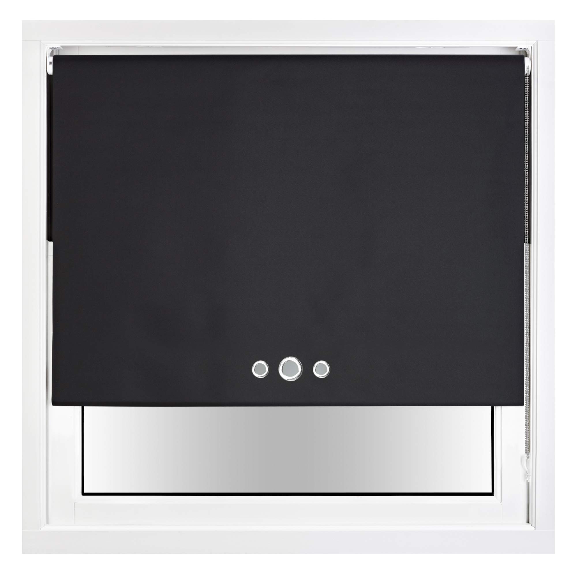 Furnished Blackout Roller Blinds With Triple Round Eyelets & Metal FittingsBlack (W)125Cm (L)165Cm from B&Q