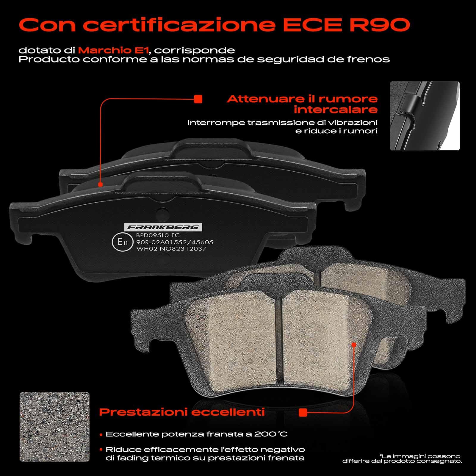 Frankberg Set freni incl. 2x Dischi Freno + 4x Pastiglie dei Freni Posteriore Compatibile con K.u.g.a II DM2 C-Max II DXA/CB7 DXA/CEU Tourneo Transit Replace# 1829615