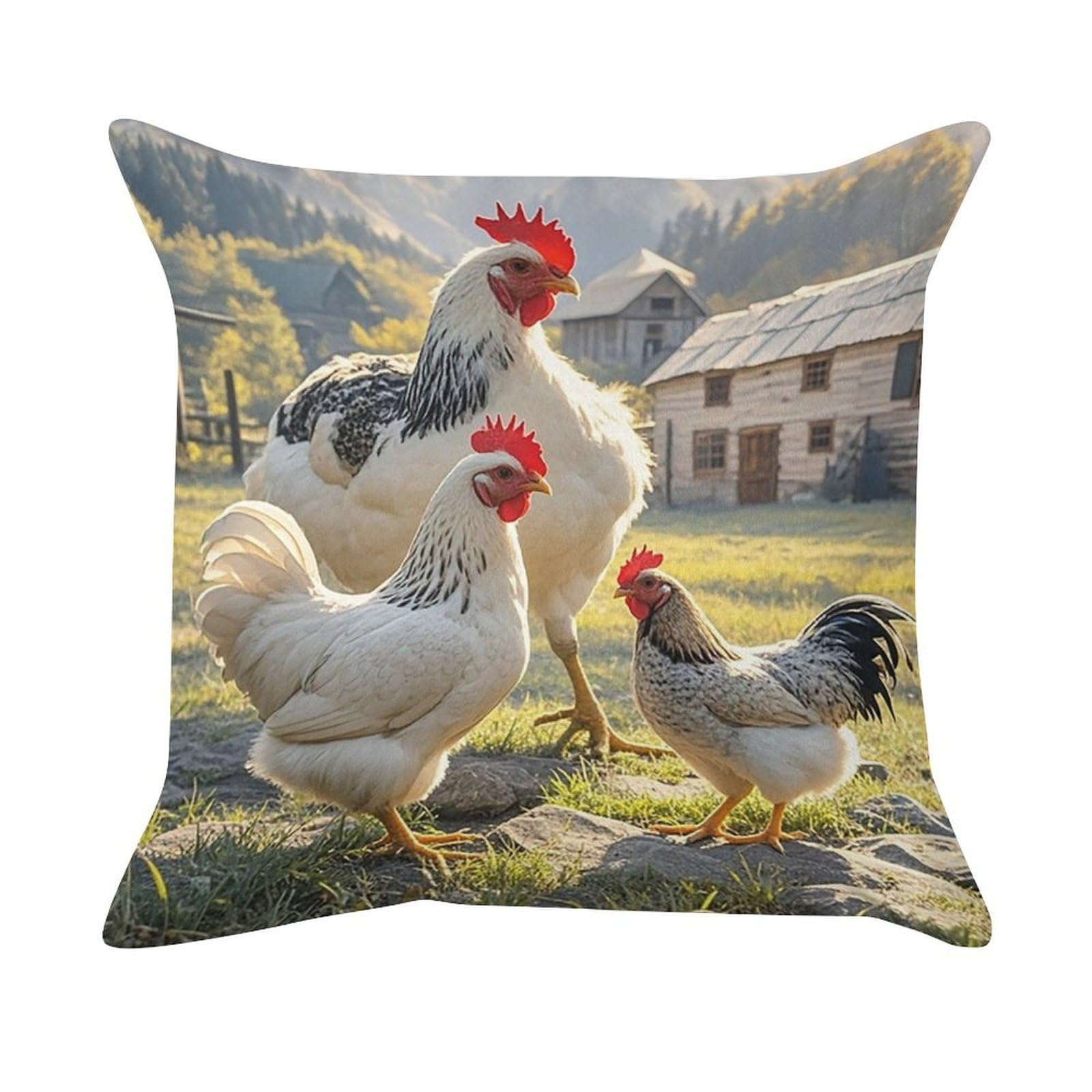 FekiLoot Chickens and Farm Pillow Covers Luxury Velvet Square Pillowcases Throw Pillows Case with Invisible Zipper Decorative Velvet Cushion Covers Ultra Soft Lumbar Pillow Shells