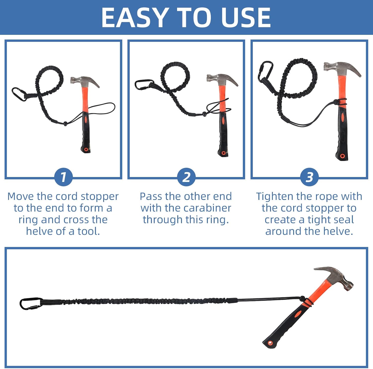 24 Pack Safety Tether Tool Lanyard, Standard Length Safety Tool Leash Fall Protection Tether with Screw Lock Carabiner & Adjustable Loop End, Maximum Weight Limit 9KG/19.8LBS