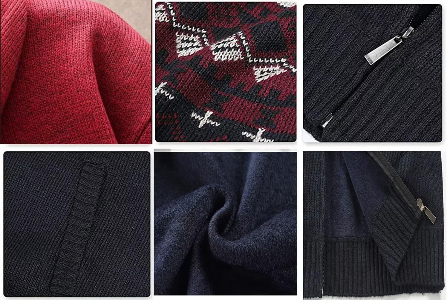 Cardigan Cuello Alto para Hombre Forro de Pelusa Grueso Invierno
