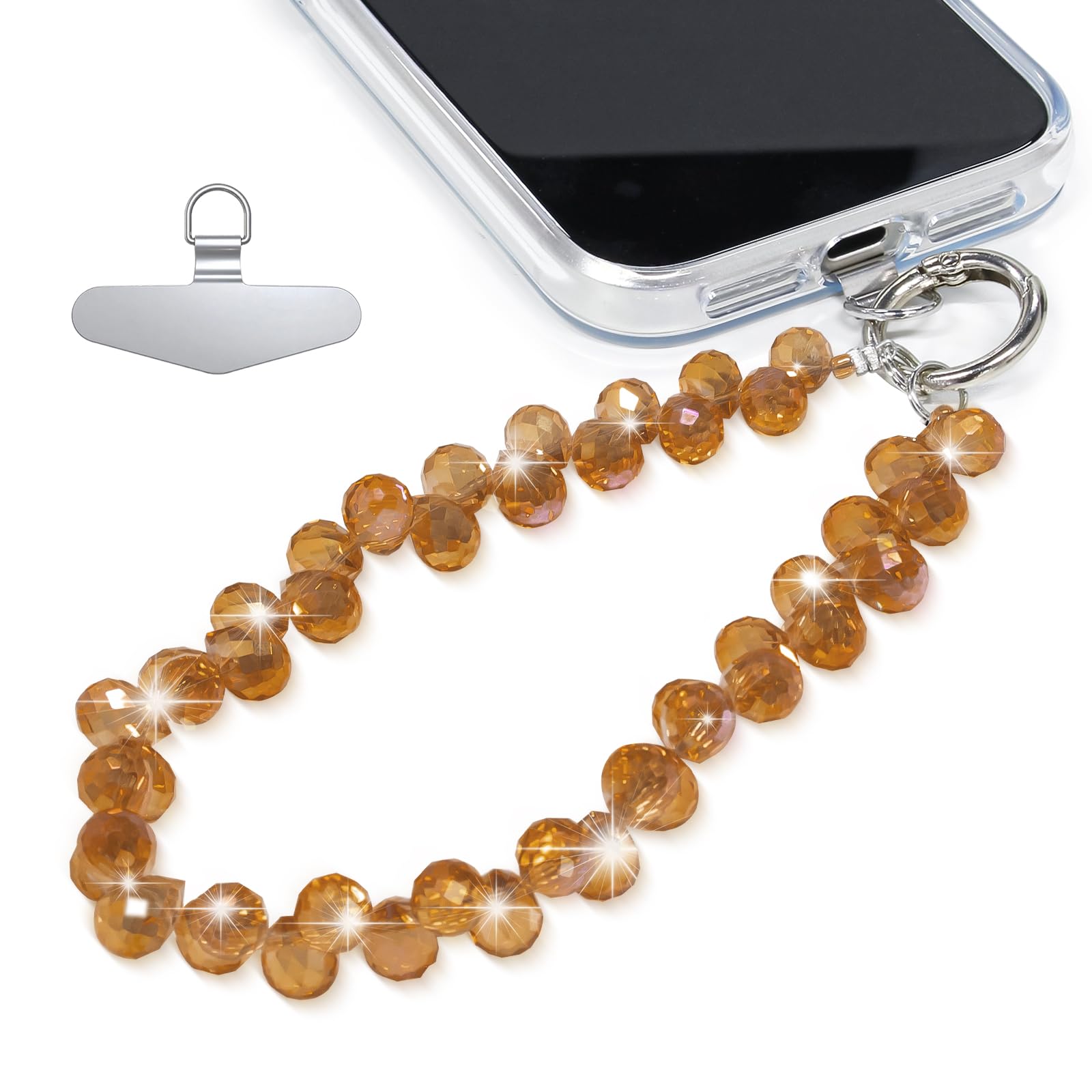 TENOC Beaded Phone Wrist Strap, Caramel Brown