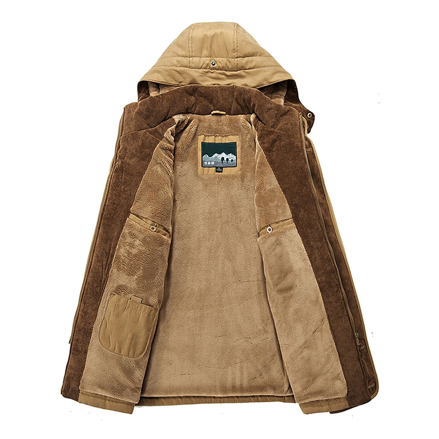Herren Winter Militärjacke Übergroß Warm Dick mit Fleece Gefüttert Freizeitmantel Winddicht Parkas mit Abnehmbarer Kapuze
