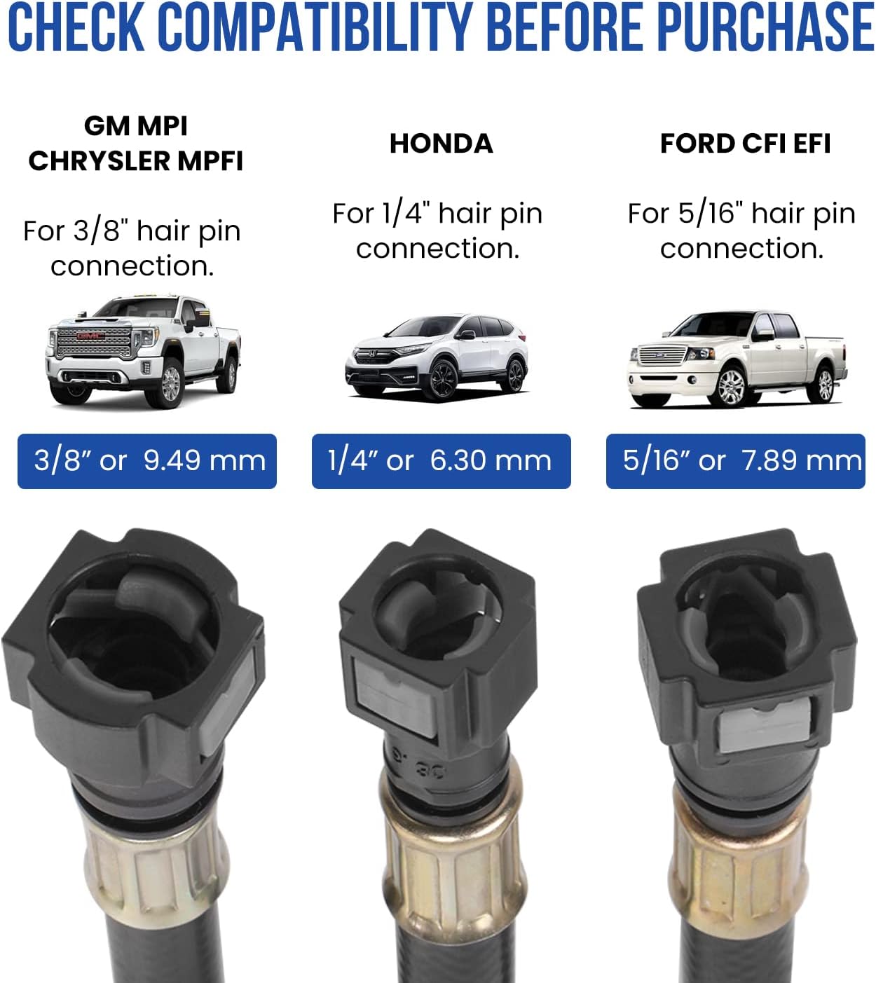 Lichamp Fuel Pressure Gauge, Fuel Pump Pressure Test Kit with Hose Adapter, Compatible with Honda, Ford CFI EFI, GM MPI and Chrysler MPFI : Automotive