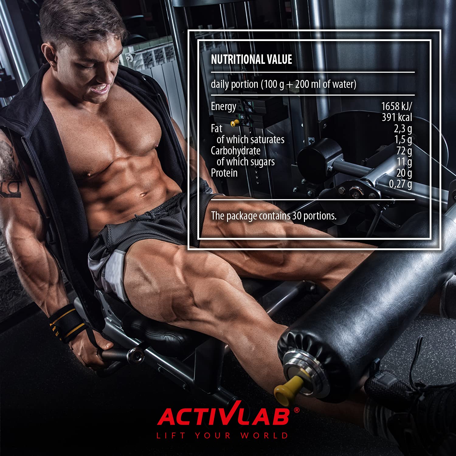 Activlab De Luxe Gainer 3000g – Mass Gainer – Odżywka Białkowo Węglowodanowa – Wsparcie Budowy Masy – Koncentrat Białka Serwatkowego WPC – Bez Cukru (Truskawka)