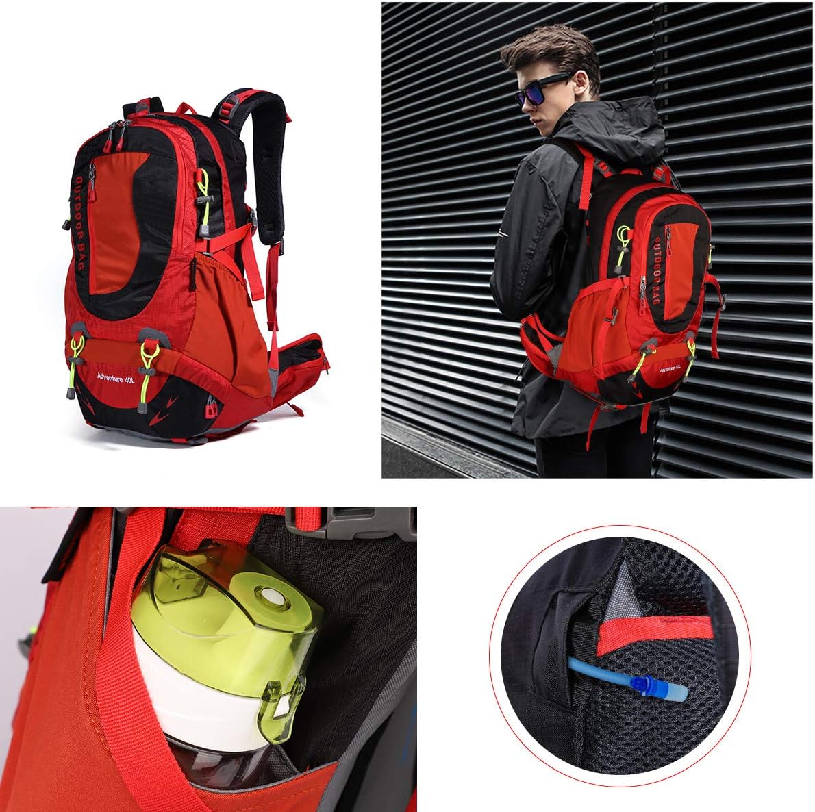 Hiking Backpack Waterproof Outdoor Internal Frame Backpacks for Men and Women Travel Camping Climbing (DV2003-Red-New) : Sports & Outdoors