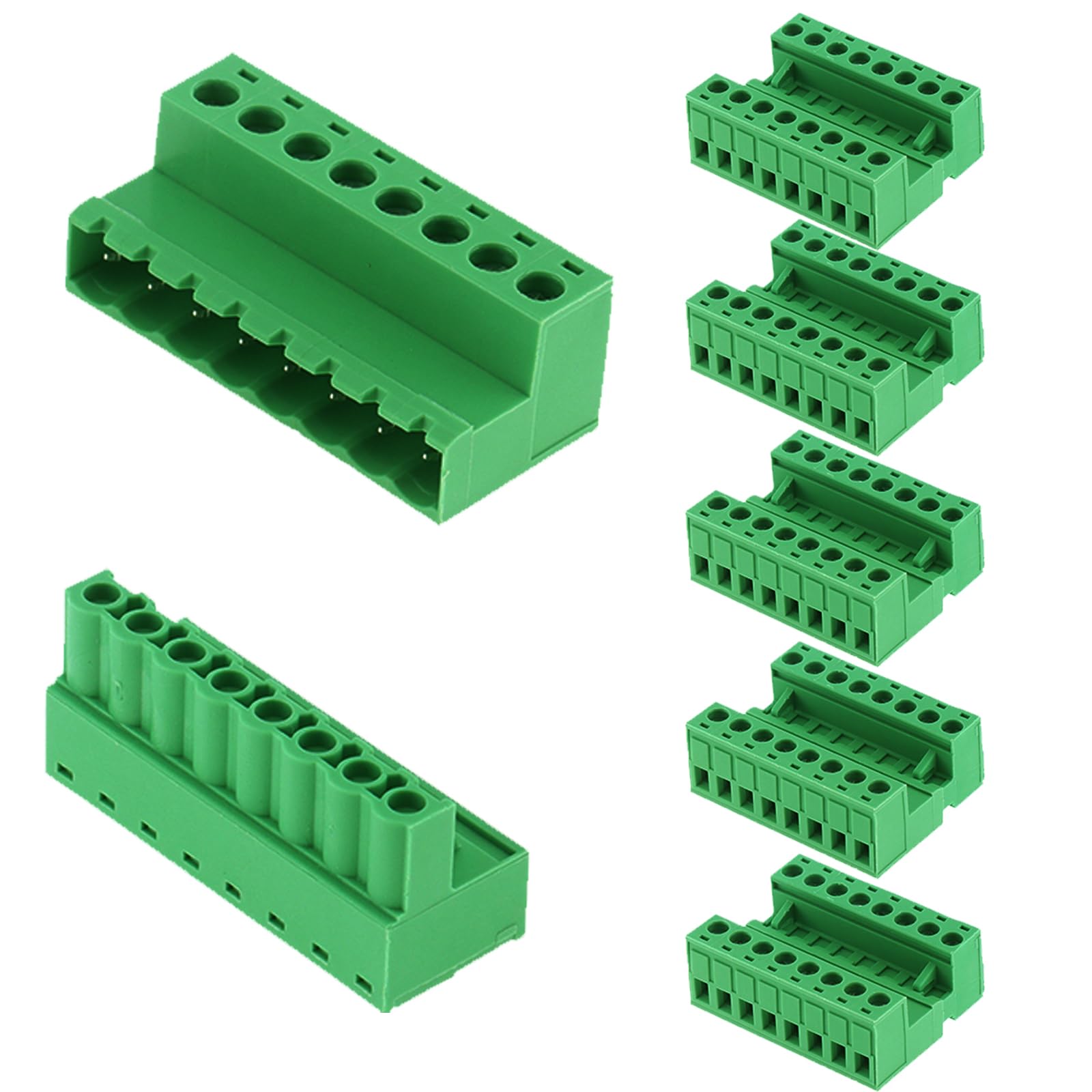 AEDIKO 5 Sets 5.08mm Pitch Screw Terminal Block Connector Kit 8Pin Pluggable Quick Male and Female Connector 300V 20A for 12-24AWG Cable