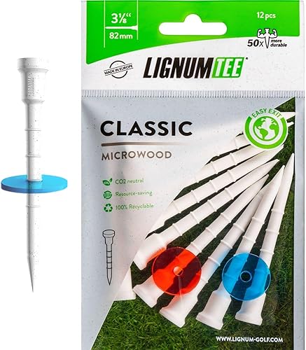 Miniatura 9 de LIGNUM Tee - Camisetas de golf clásicas - Camisetas de golf deportivas - Cabeza antigiro, micro madera de base biológica, 50 veces duradera