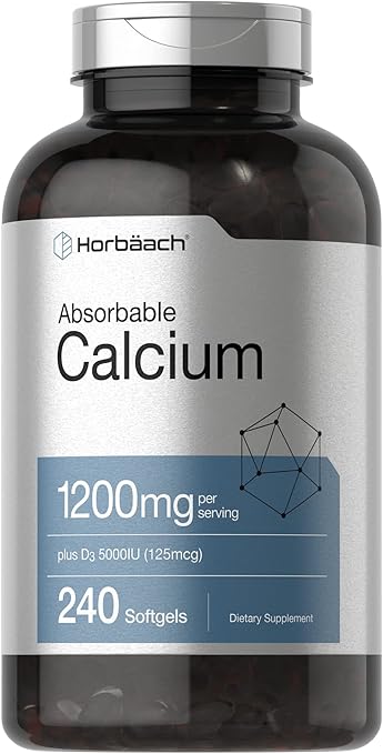 Calcium 1200 mg with vitamin d3 | 240 softgels 5000 iu absorbable…