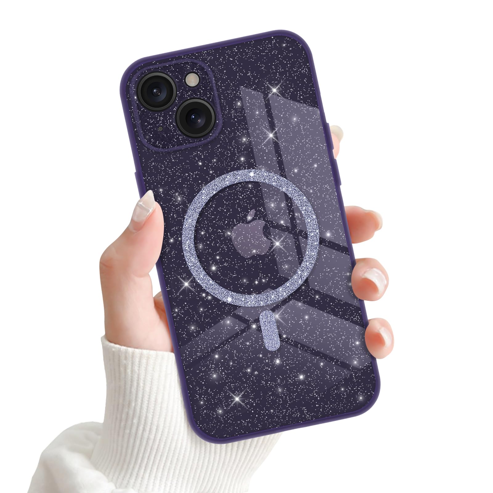 Newseego Custodia Magnetica per iPhone 16 Pro Max Compatibile con Magsafe Scintillante Glitter Morbida Cover Protettiva in TPU Antiurto con Design a Lente Tutto Incluso per iPhone 16 Pro Max-Rosa