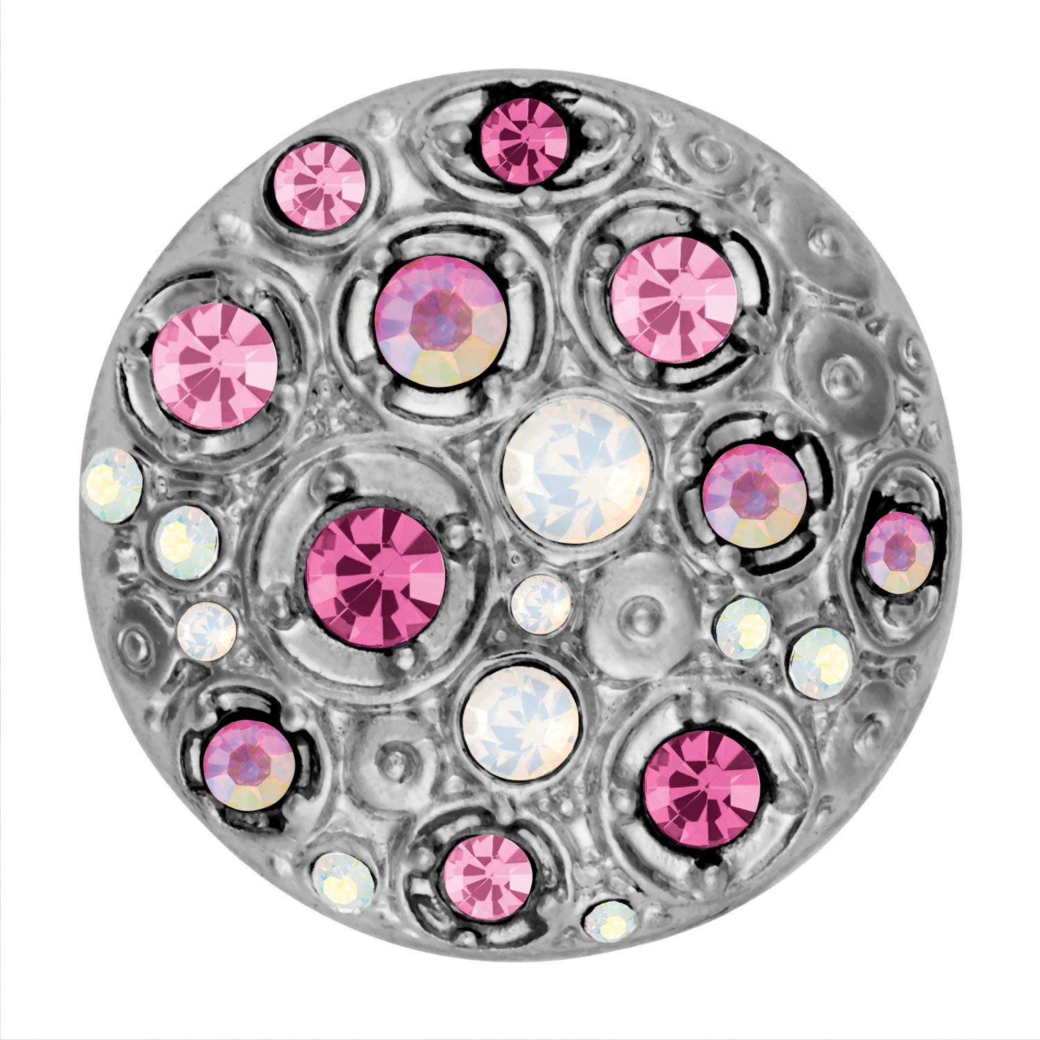 Ginger Snaps Whispers - Pinks Charm Accessory | Interchangeable & Adjustable Snap Jewelry Collection | Button Charms for Necklaces Bracelets | Standard Size | SN12-01 | Valentine's Day Gift