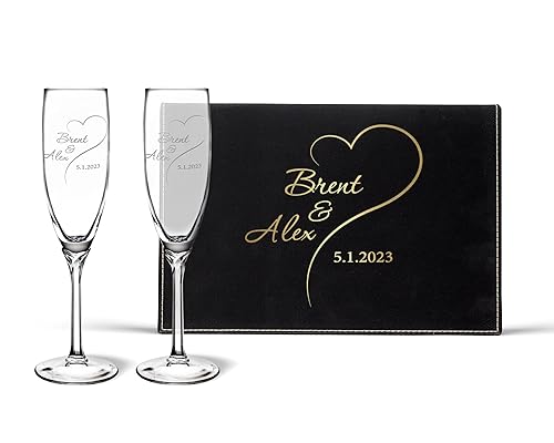 Personalized Wedding Champagne Flutes - Anniversary Toasting glasses wedding Mr and Mrs Couples Wedding Gift Champagne Toasting Flutes Glasses (Half