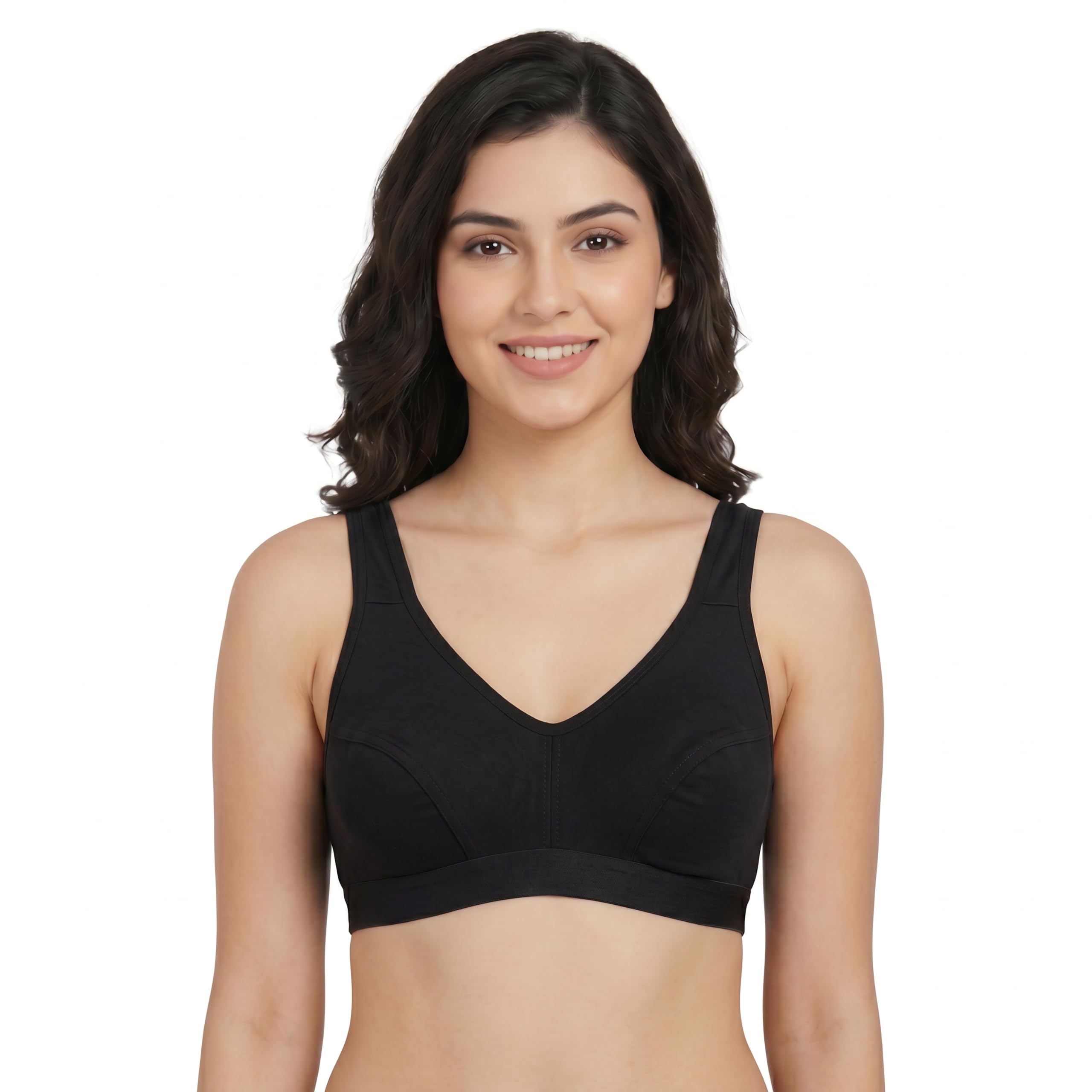 Womens Sports Bra | Soft Cotton with Elastane Grip | Wire-Free, Non-Padded | Full Coverage Everyday Comfort Bra | Suitable for Gym, Yoga & Everyday Wear.-picture-36