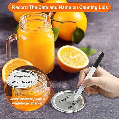 Miniatura 4 de UNERVER 52 tapas y anillos para tarros Mason de boca ancha, tapas de conservas grandes reutilizables para frascos Mason, material de grado