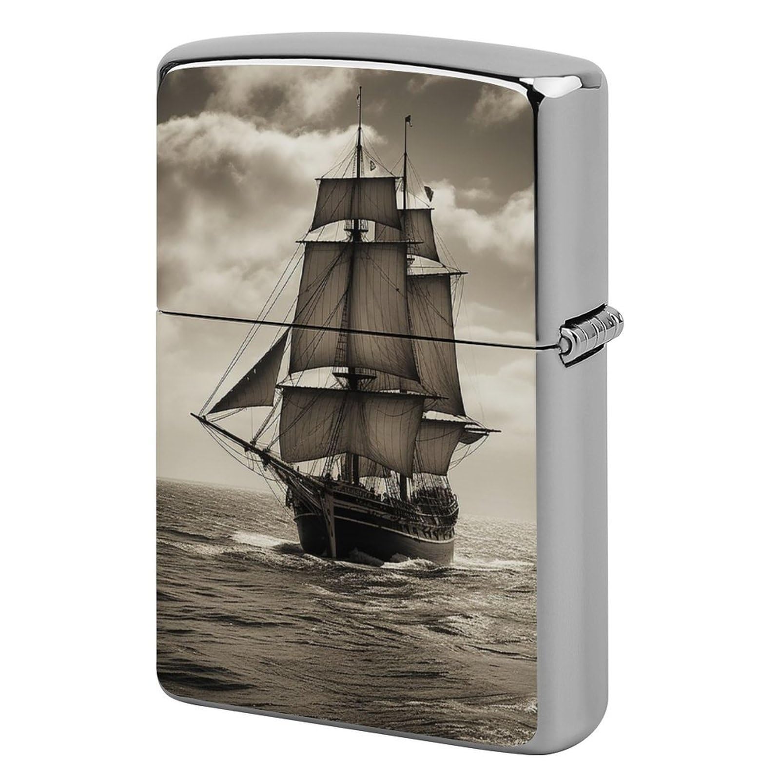 Nautical Sailing Pirate Theme Lighter Case Vintage Metal Lighter Cover Reusable Lighter Protective Sleeve Unique Design Personalized Lighter Sleeve Holder Against Dust and Scratches