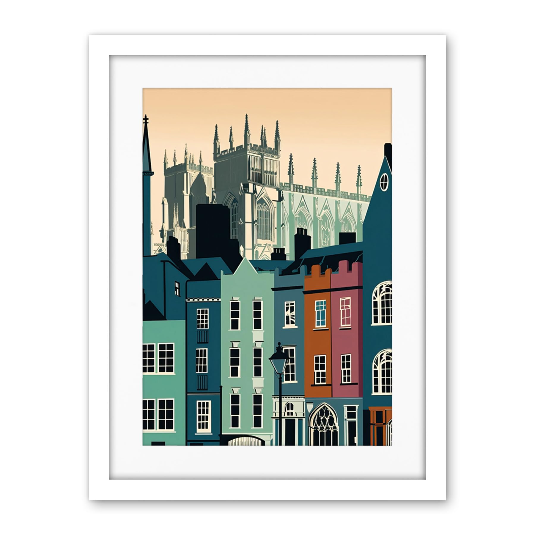 Artery8 York Minster and Shambles Street Cityscape Artwork Framed Wall Art Print 18X24 Inch