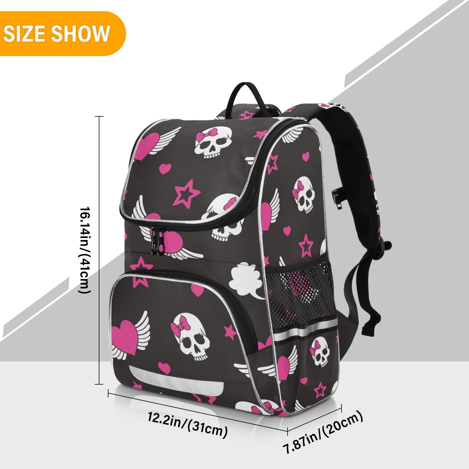 Vnurnrn Zucker Schädel Geschenk Angel Star Heart Kinderrucksack Schulter Rucksack für Jungen Mädchen Bookbag Laptop Büchertasche Rucksäcke Für Schule