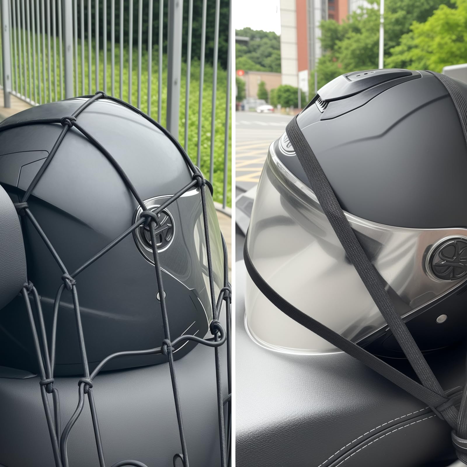 Rete Ragno e Moto Elastica con Ganci, Accessori Reti Elastiche per Portapacchi, Bagagliai (Nero)