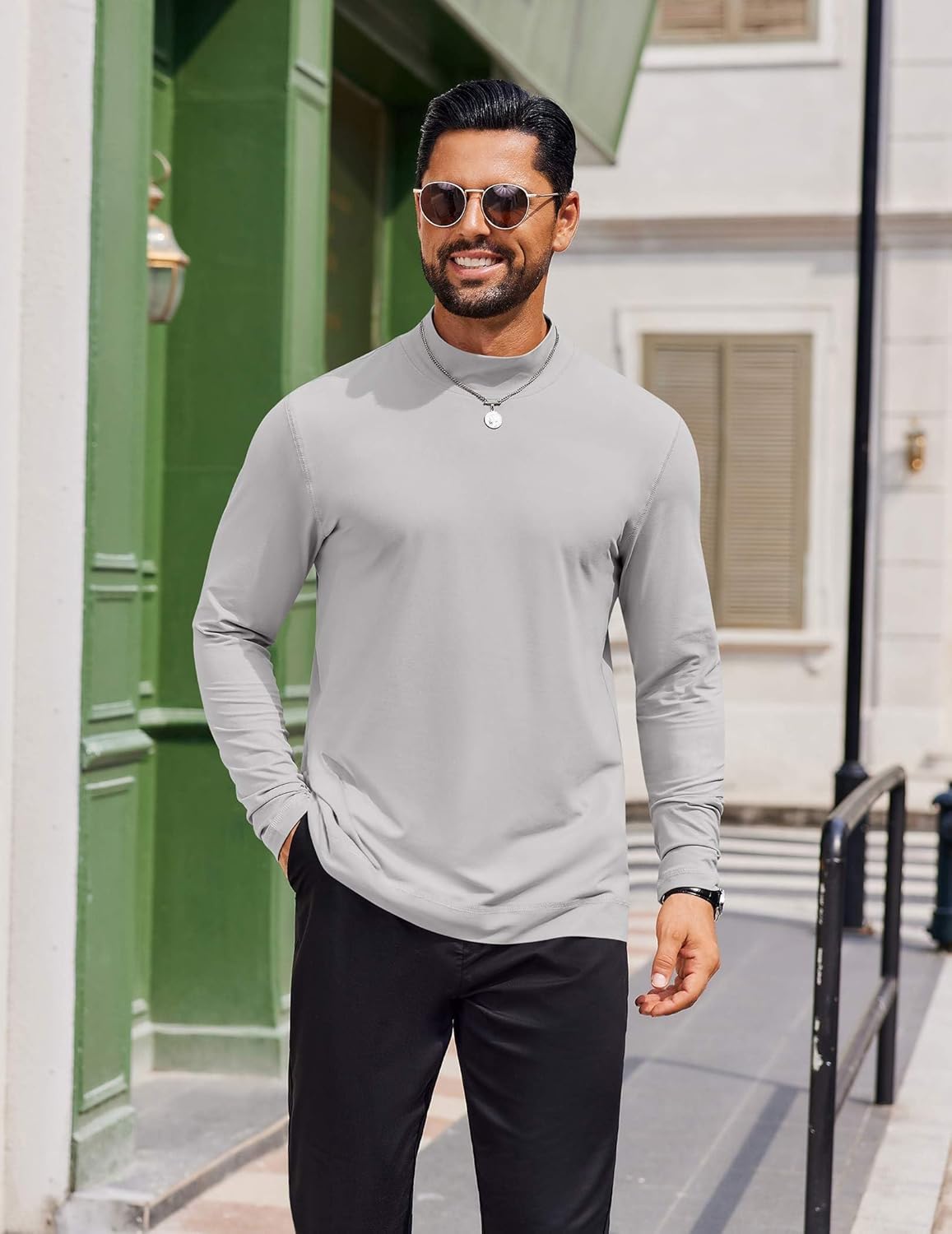 COOFANDY Mens Mock Turtleneck Long Sleeve Shirts Casual Basic T-Shirt Lightweight Mockneck Pullover Sweater for Men - Image 2