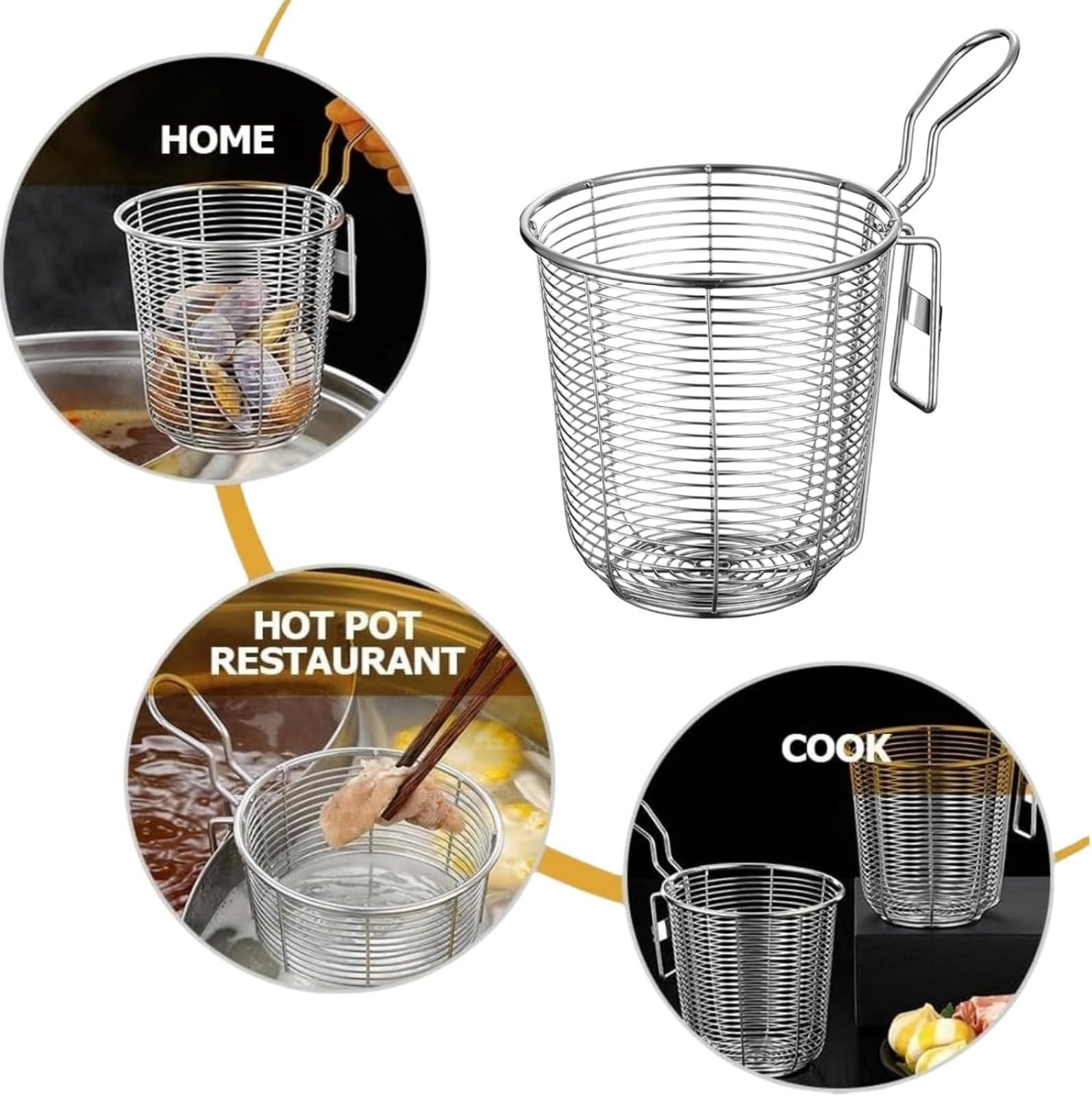 Cestello per Pasta Separati in Acciaio Inox,Scolapasta in Acciaio Inox con Manico,Cuoci Pasta a Scomparti con Divisori,Colino a Maglia Fine per Pentola Calda, per Scolare Pasta e Verdure
