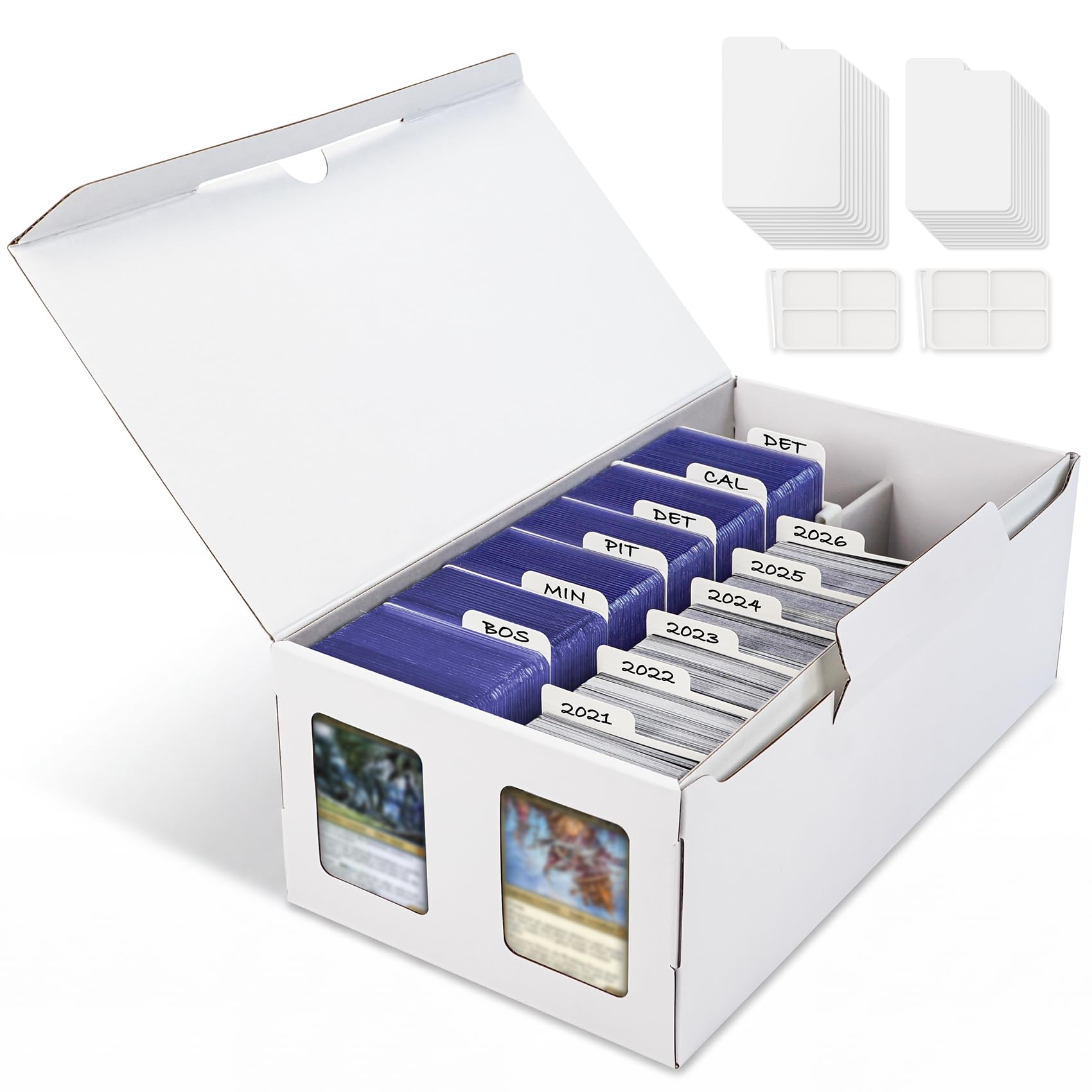 AFIING Trading Card Storage Boxes, 1 Pack, 2-Row Sports Card Organizers