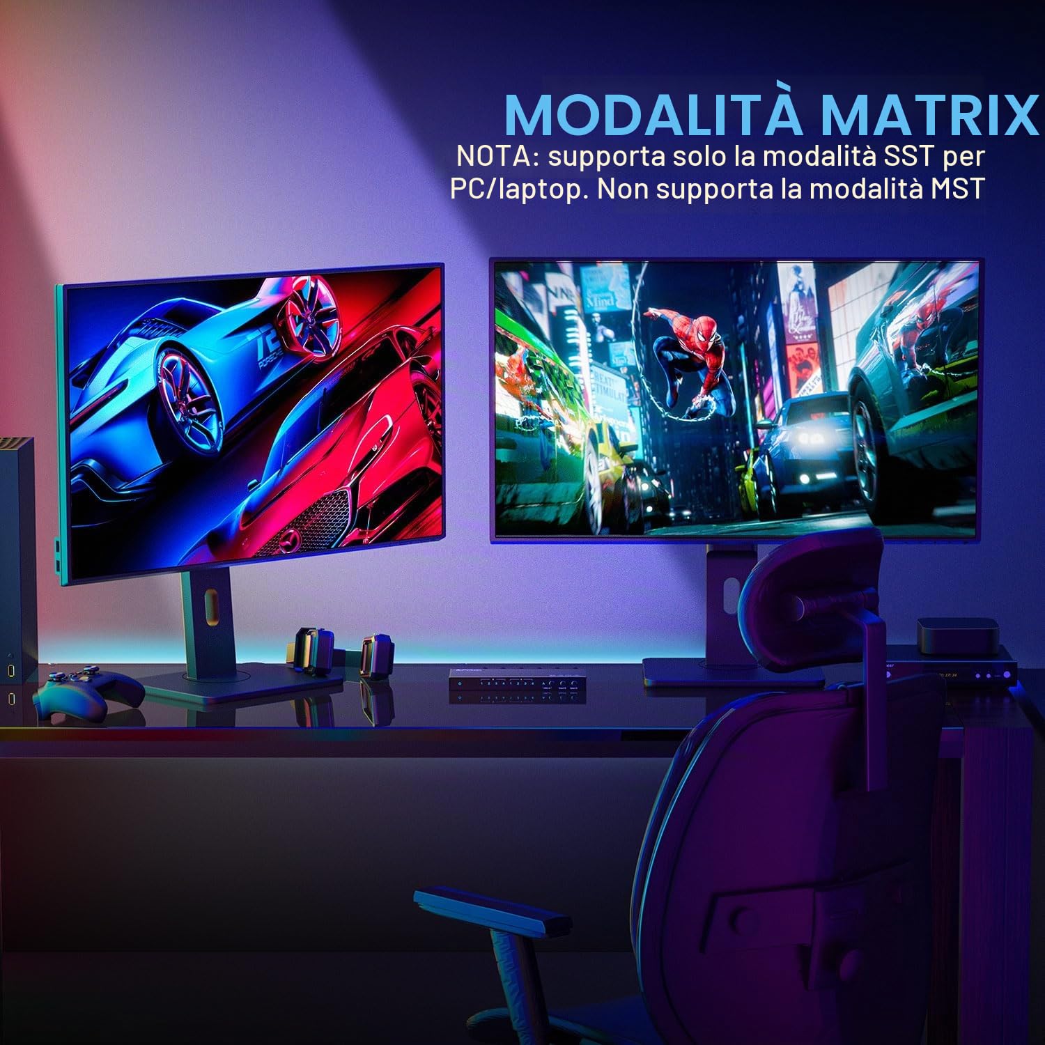 PORTTA HDMI Matrix 4 in 2 Out 4K 60Hz 4: 4: 4, 4x2 Switch Switter con estrattore audio ottico da 3,5 mm, 16 modalità EDID, supporto remoto IR HDMI 2.0b, HDCP 2.2/2.3, HDR, ARC, 3D, 18GBP - Downscaler