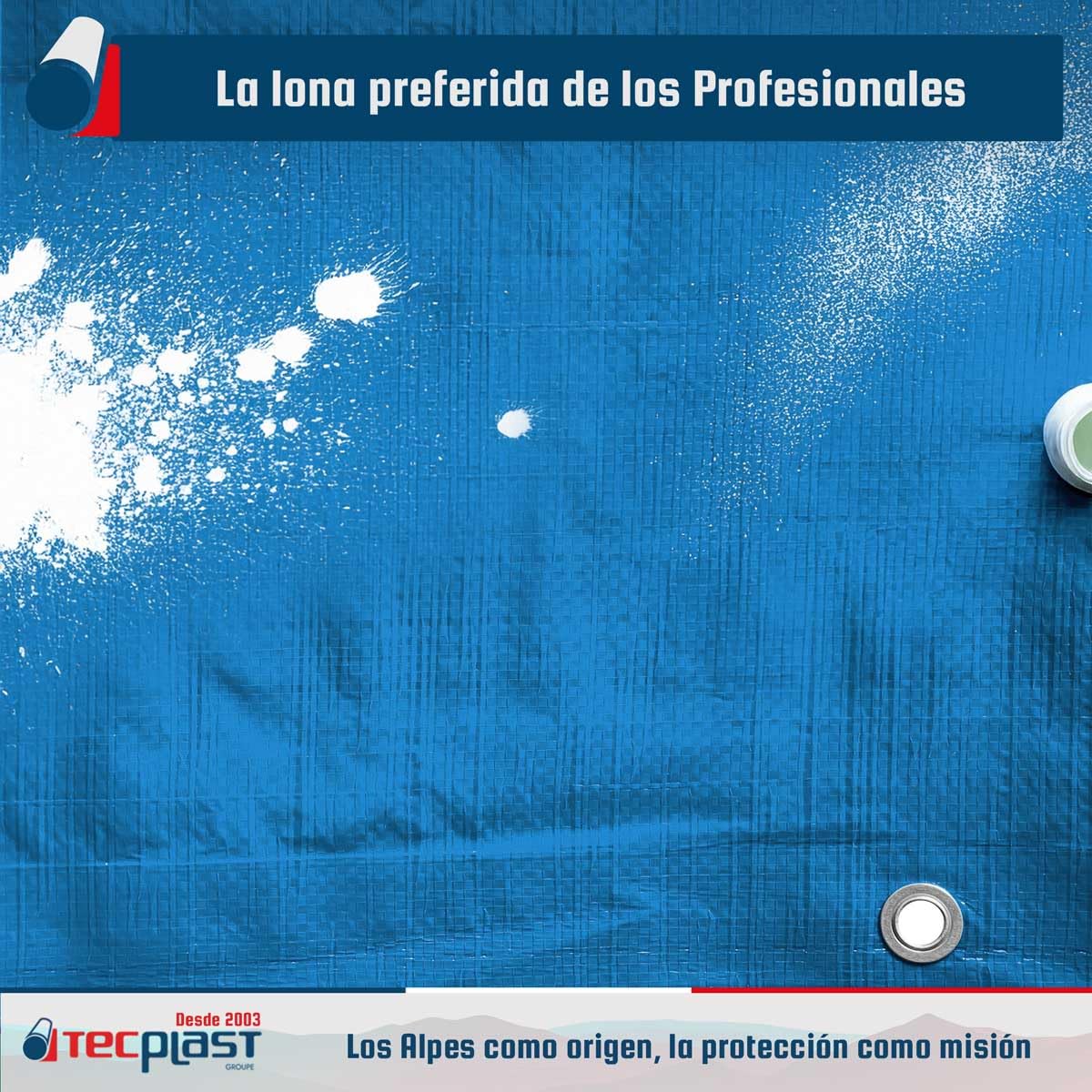 Lona para Pintura 10x15 m - TECPLAST - SR150PE - Azul y Verde - Calidad Profesional - Lona para Cubrir Suelos y Muebles