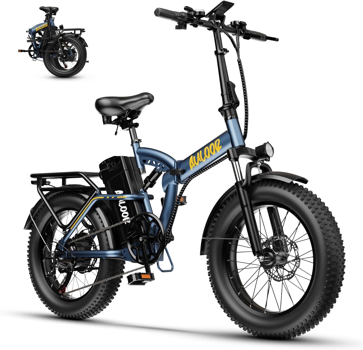 1000W Folding Electric Bike,48V 20AH Removable Battery E Bike,30+MPH,80 Miles Max Range Electric Bike for Adults,20" Fat Tire Foldable ebike,Adult Electric Bicycle for Commute Beach Snow