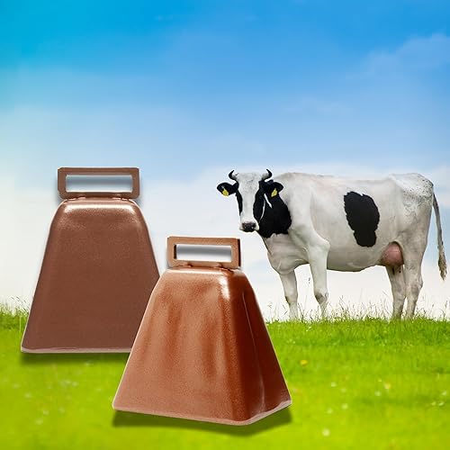 Miniatura 6 de Bevin Bells Campanas de vaca de larga distancia 10LD (cobre y cobre), campanas de Navidad, hechas de acero, hacen ruido fuerte, con correa blanca