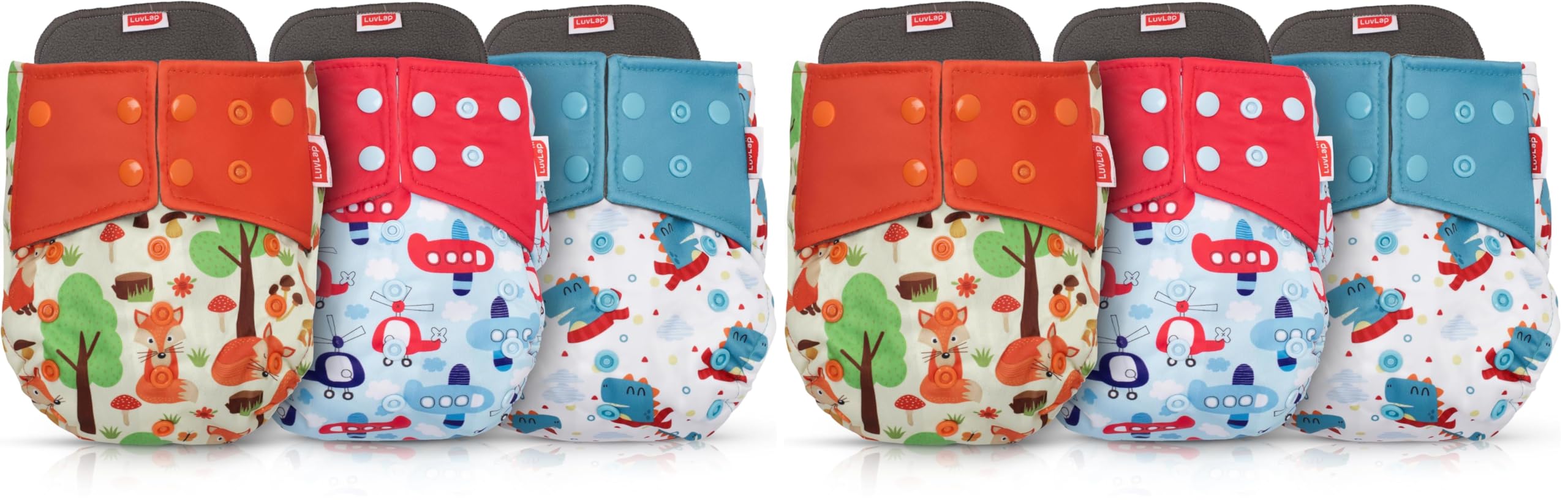 LuvLap Reusable Baby Cloth Diapers Combo Pack of 6 (3 Shell + 3 Pads) Double Leak Guard, High Absorption, Stain-Proof Comfort & Protection, 3m+, Rash Free, Adjustable Waist & Height with Snap Buttons-image-38