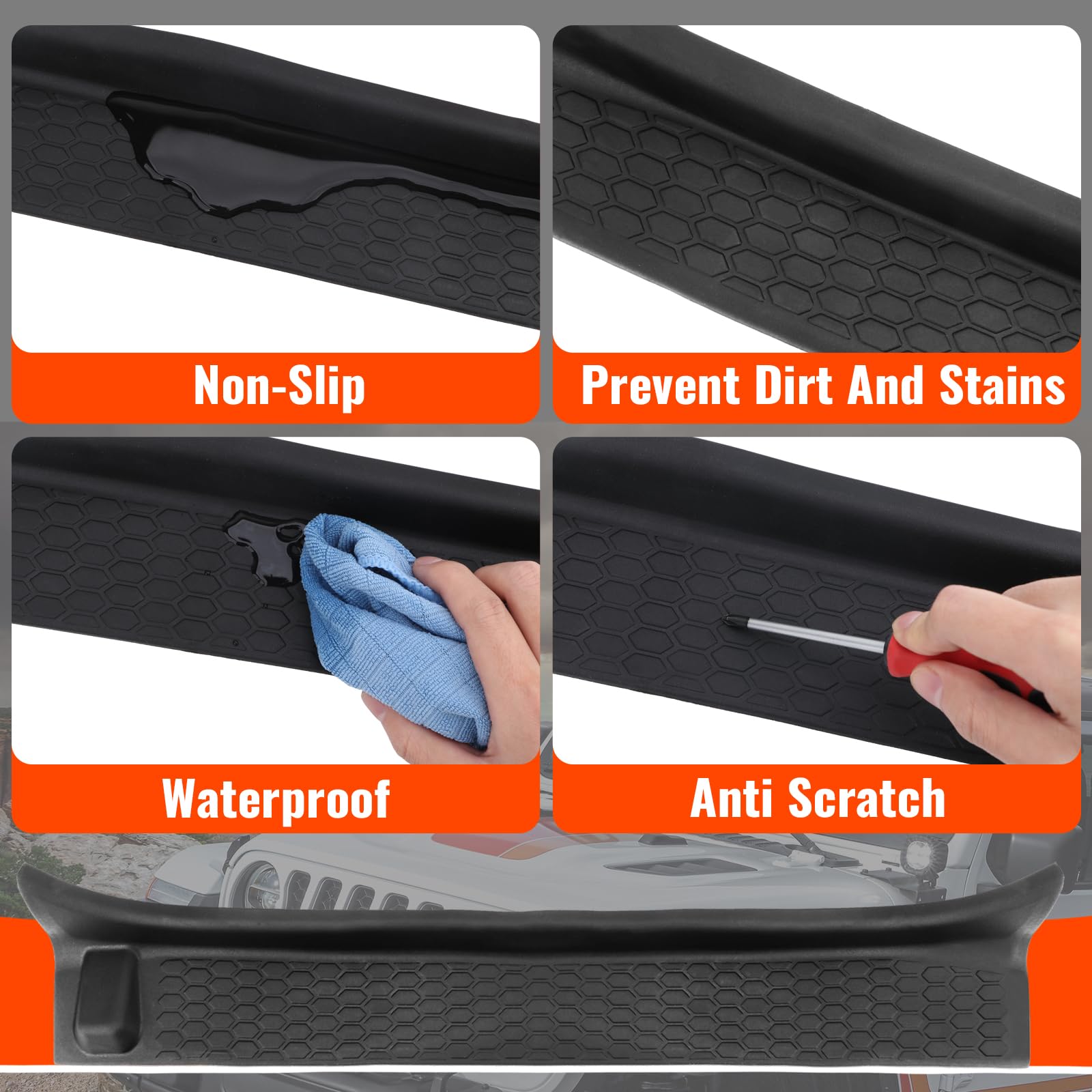 Door Sill Guards Kit for 2018-2024 Jeep Wrangler JL Unlimited & 2020-2024 Gladiator JT,Durable Scuff Plate Protectors, Anti-Scratch Entry Guards with Stylish Design Accessories (4-Piece Set)