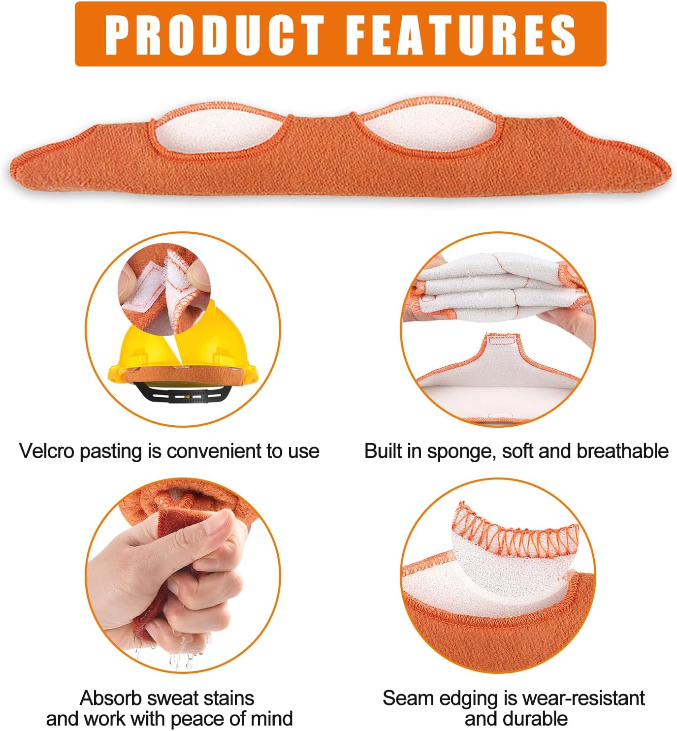 2/8 PCS Hard Hat Sweatband - Washable Reusable Hardhat Sweat Bands，Hard Hat Liner Replacement, Universal Hardhat Accessories for Construction Hats, Welding Helmets & Chainsaw Helmets