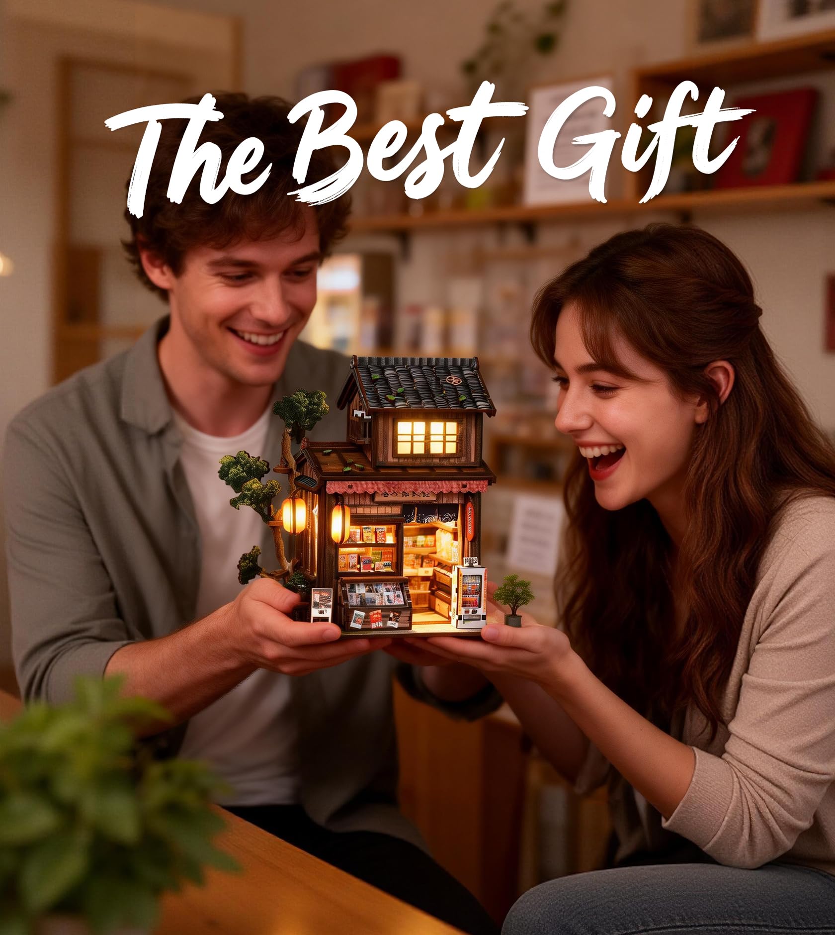 Spilay Kit fai da te in miniatura, casa delle bambole in miniatura, con carillon, mini kit per la costruzione di una casa, angolo libro per adulti, decorazione creativa per libreria e regalo unico