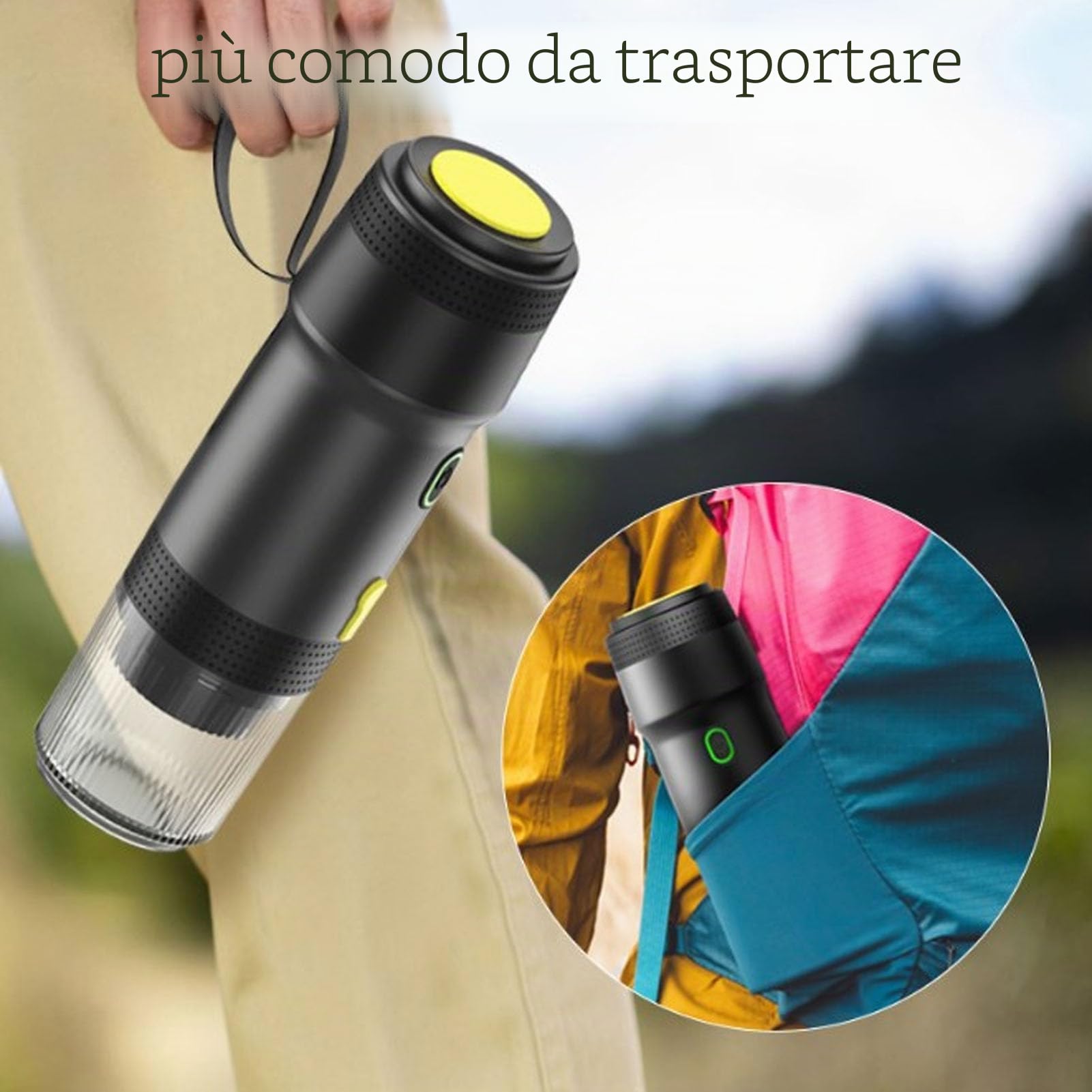 Bewinner Macchina per Caffè Espresso Portatile 3 in 1 - Caffè a Capsule Automatica con Pompa 20 Bar, Riscaldamento Senza Fili e Caricatore Auto
