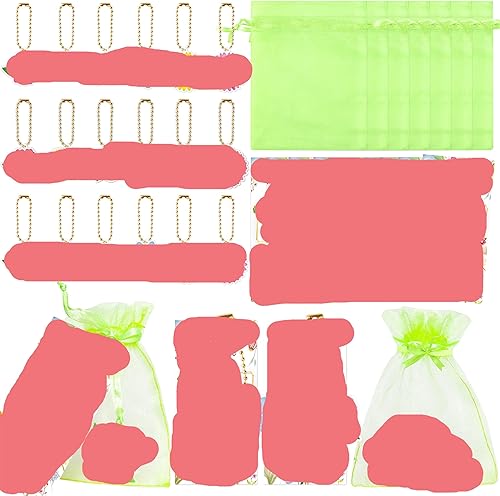 OSNIE Juego de 24 juegos de recuerdos de fiesta de flores de primavera y verano con llaveros acrílicos, bolsas de organza, juego de tarjetas de