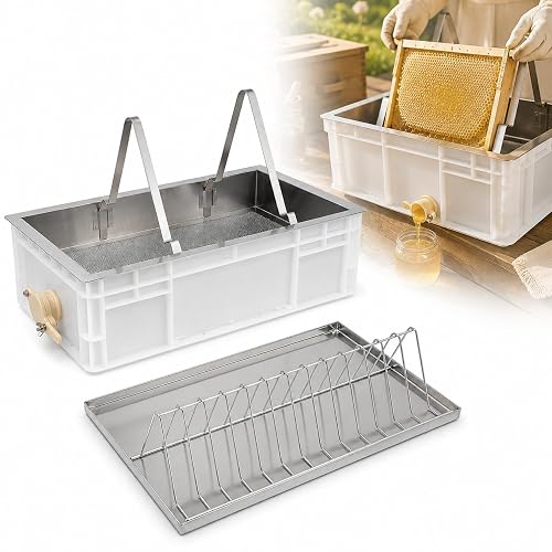 cshfmy Stainless Steel Beekeeping Uncapping Station with Strainer, Drip Tray and Frame Holder for Honey Harvesting